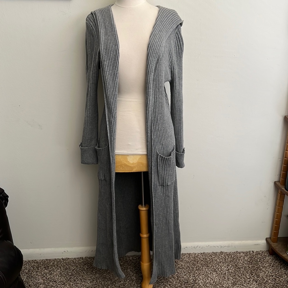 NWOT Venus grey maxi/duster open front sweater